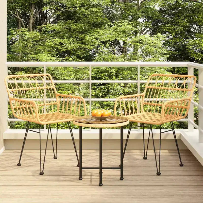vidaXL Bistro Set Outdoor Patio Balcony Table and Chairs Rattan Look 3 Piece
