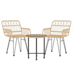vidaXL Bistro Set Outdoor Patio Balcony Table and Chairs Rattan Look 3 Piece
