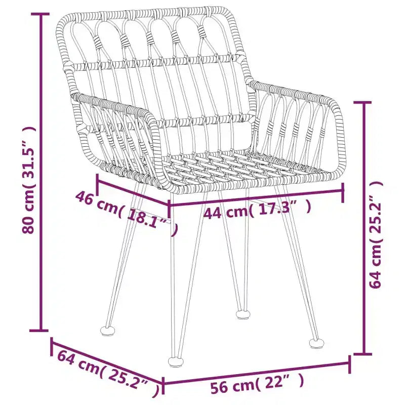 vidaXL Bistro Set Outdoor Patio Balcony Table and Chairs Rattan Look 3 Piece