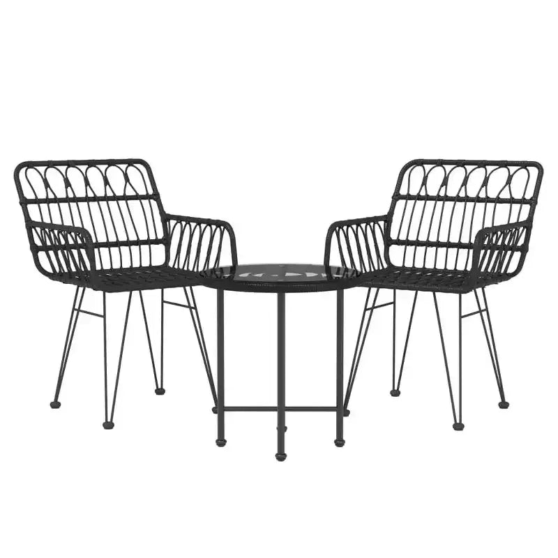 vidaXL Bistro Set Outdoor Patio Balcony Table and Chairs Rattan Look 3 Piece