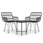 vidaXL Bistro Set Outdoor Patio Balcony Table and Chairs Rattan Look 3 Piece