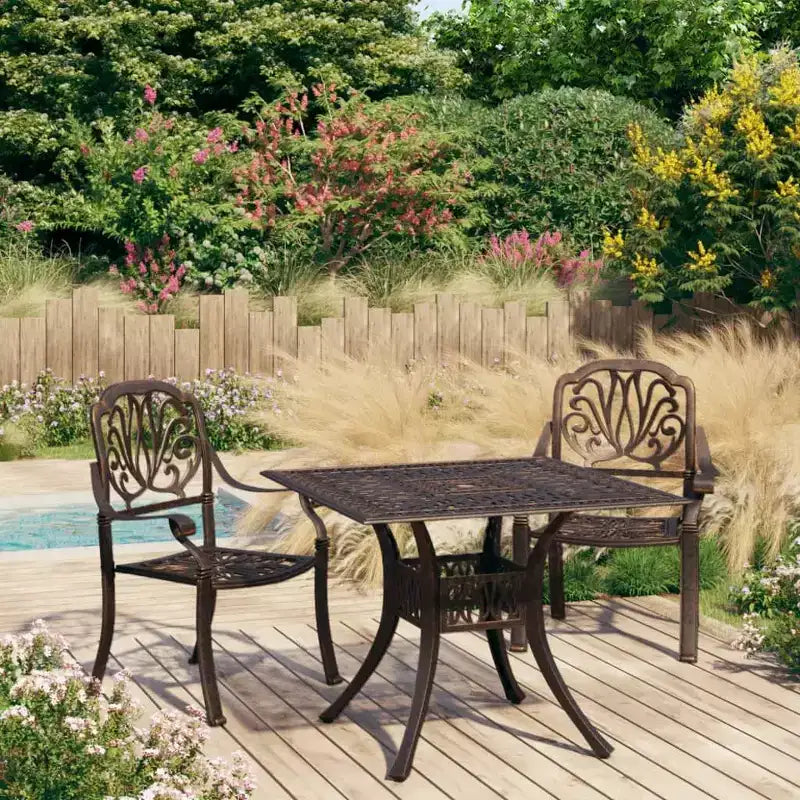 vidaXL Bistro Set Patio Table and Chair Bistro Table Outdoor Cast Aluminum