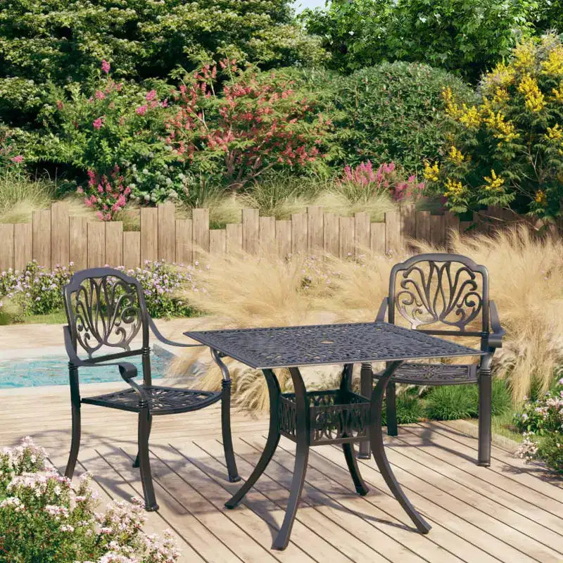 vidaXL Bistro Set Patio Table and Chair Bistro Table Outdoor Cast Aluminum