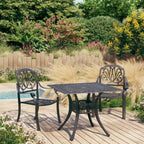 vidaXL Bistro Set Patio Table and Chair Bistro Table Outdoor Cast Aluminum