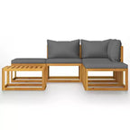 vidaXL Modular Garden Lounge Set with Cushions in Solid Acacia Wood