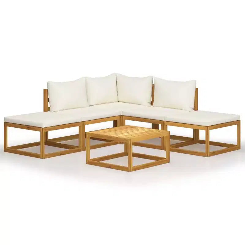 vidaXL Modular Garden Lounge Set with Cushions in Solid Acacia Wood