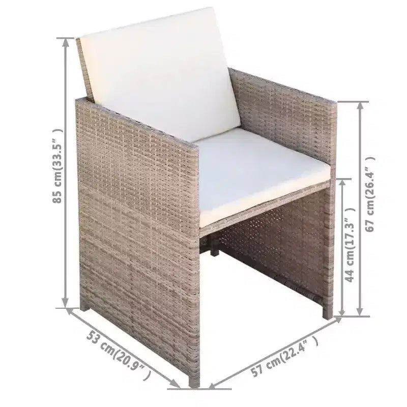 vidaXL Bistro Set Dining Table and Chairs Outdoor Furniture Poly Rattan