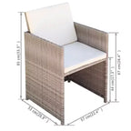 vidaXL Bistro Set Dining Table and Chairs Outdoor Furniture Poly Rattan