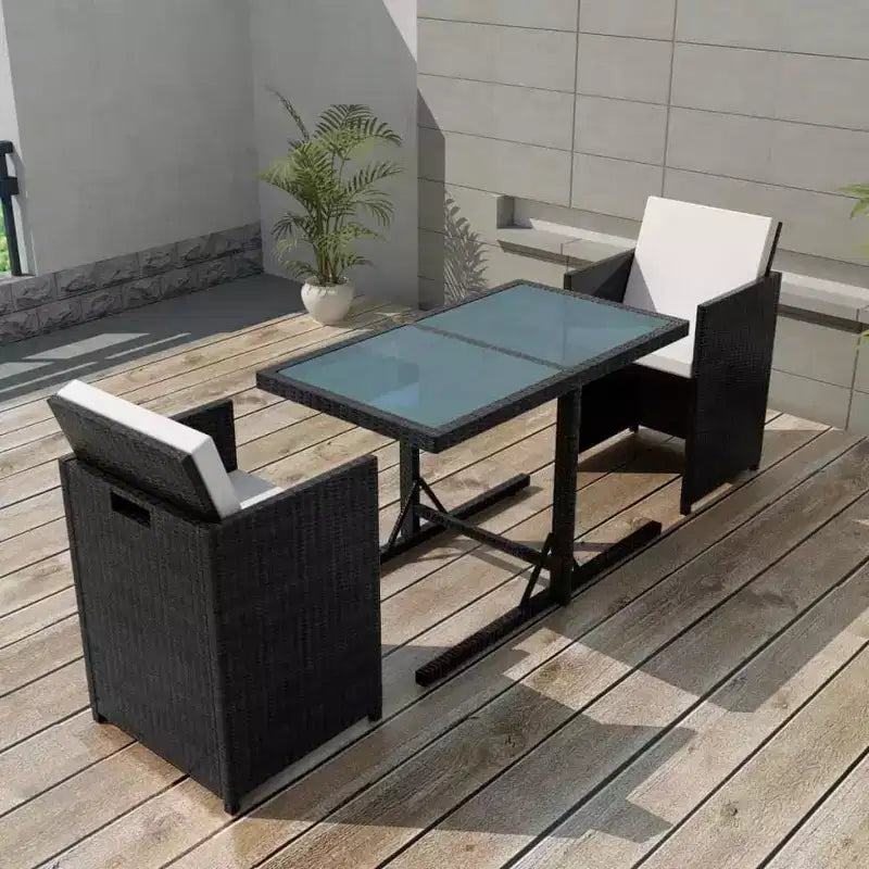 vidaXL Bistro Set Dining Table and Chairs Outdoor Furniture Poly Rattan