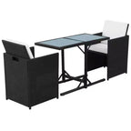 vidaXL Bistro Set Dining Table and Chairs Outdoor Furniture Poly Rattan