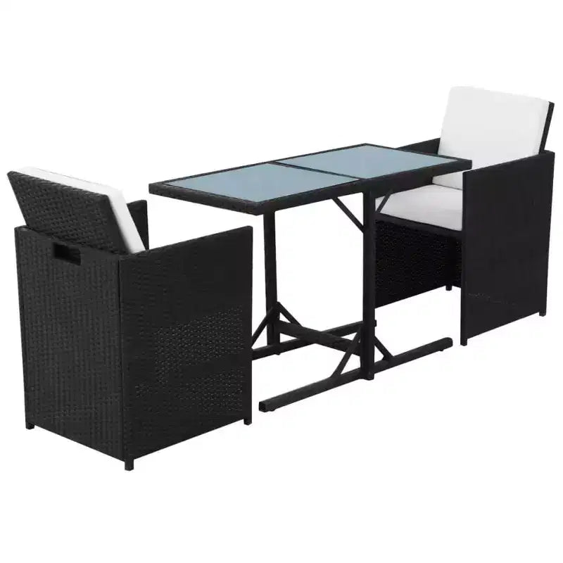vidaXL Bistro Set Dining Table and Chairs Outdoor Furniture Poly Rattan