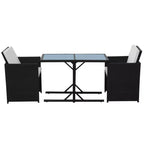 vidaXL Bistro Set Dining Table and Chairs Outdoor Furniture Poly Rattan