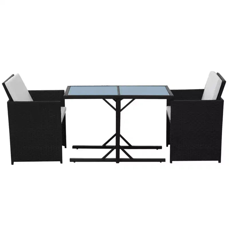 vidaXL Bistro Set Dining Table and Chairs Outdoor Furniture Poly Rattan