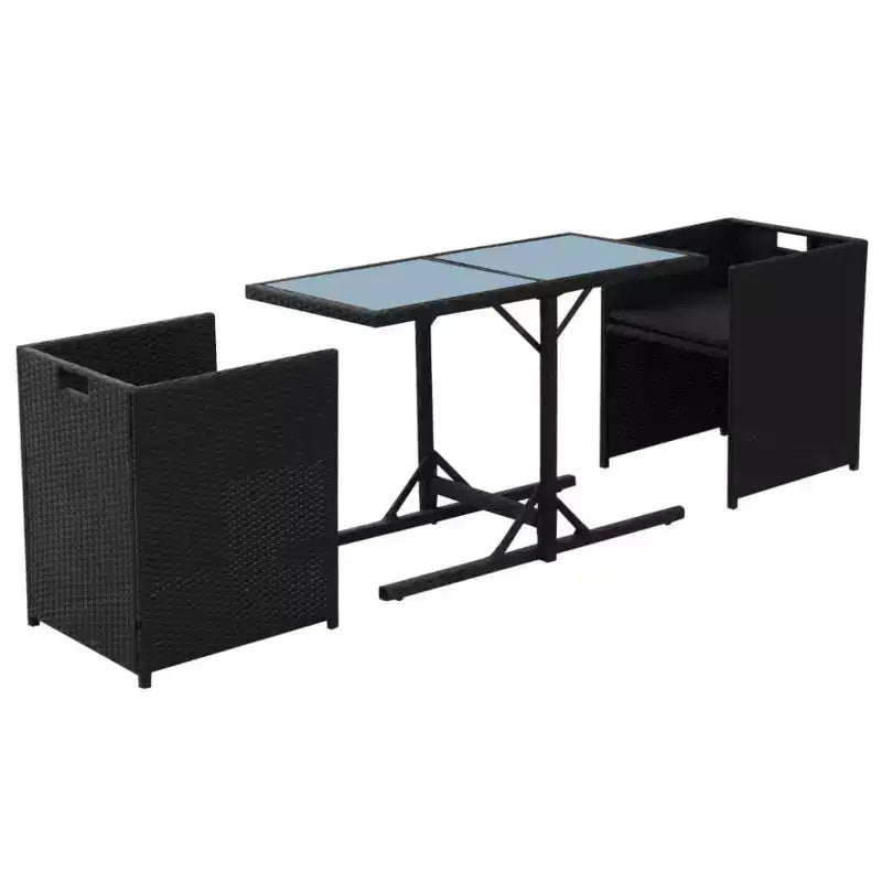 vidaXL Bistro Set Dining Table and Chairs Outdoor Furniture Poly Rattan