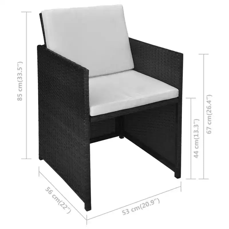 vidaXL Bistro Set Dining Table and Chairs Outdoor Furniture Poly Rattan