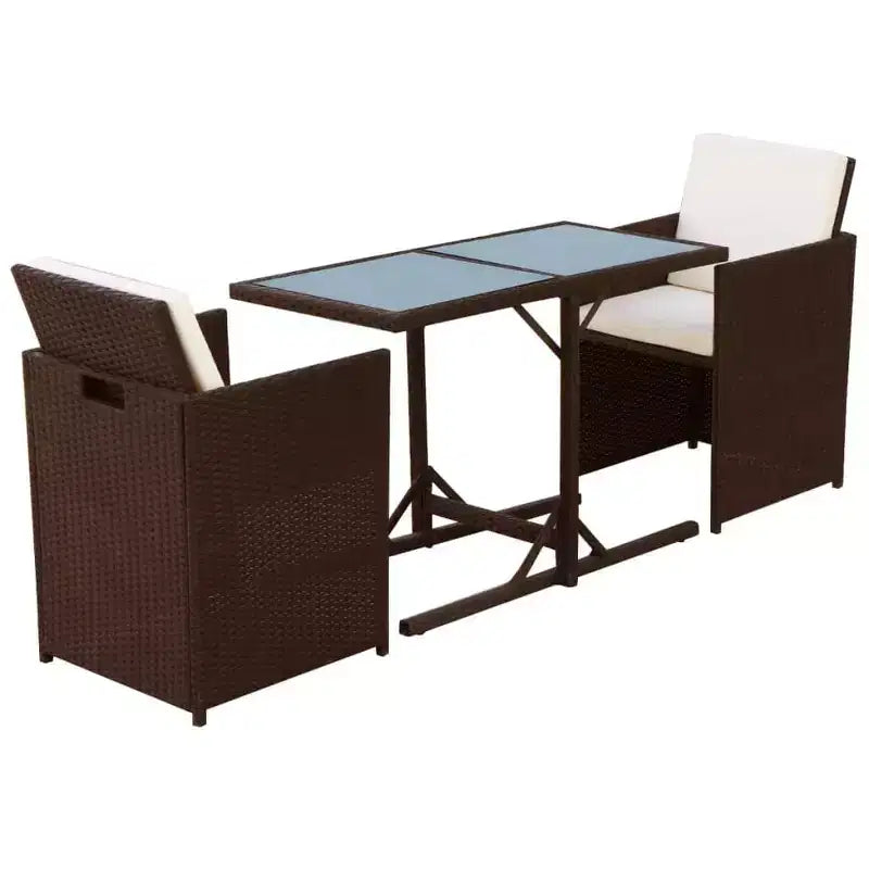vidaXL Bistro Set Dining Table and Chairs Outdoor Furniture Poly Rattan