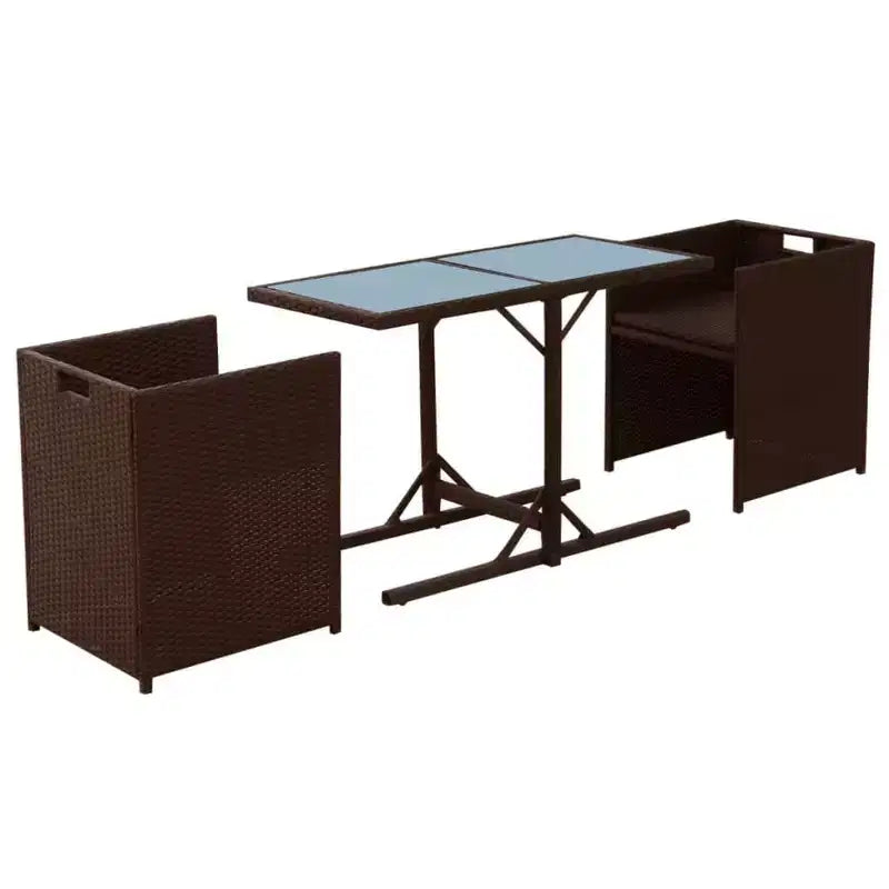 vidaXL Bistro Set Dining Table and Chairs Outdoor Furniture Poly Rattan