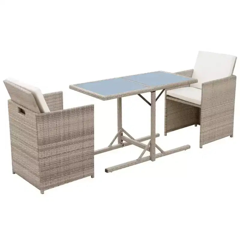 vidaXL Bistro Set Dining Table and Chairs Outdoor Furniture Poly Rattan