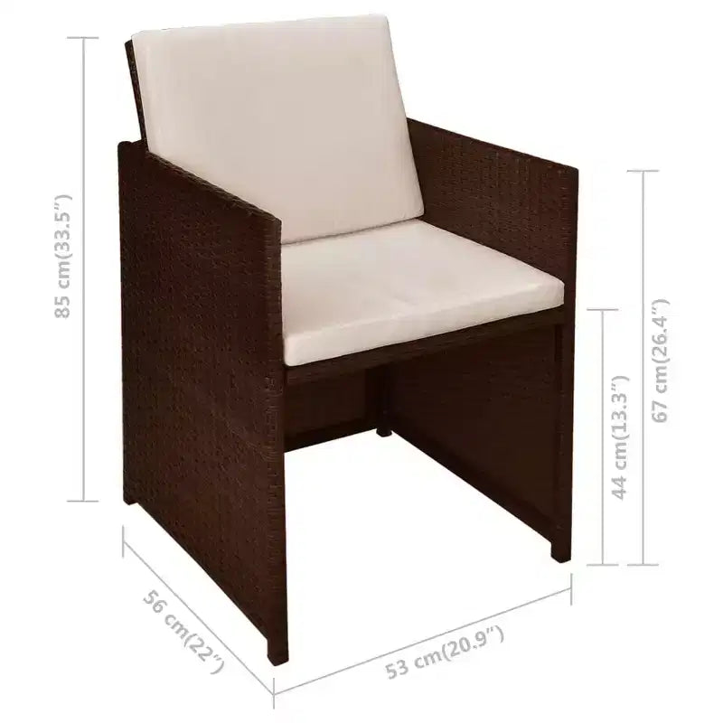 vidaXL Bistro Set Dining Table and Chairs Outdoor Furniture Poly Rattan