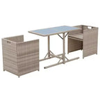vidaXL Bistro Set Dining Table and Chairs Outdoor Furniture Poly Rattan