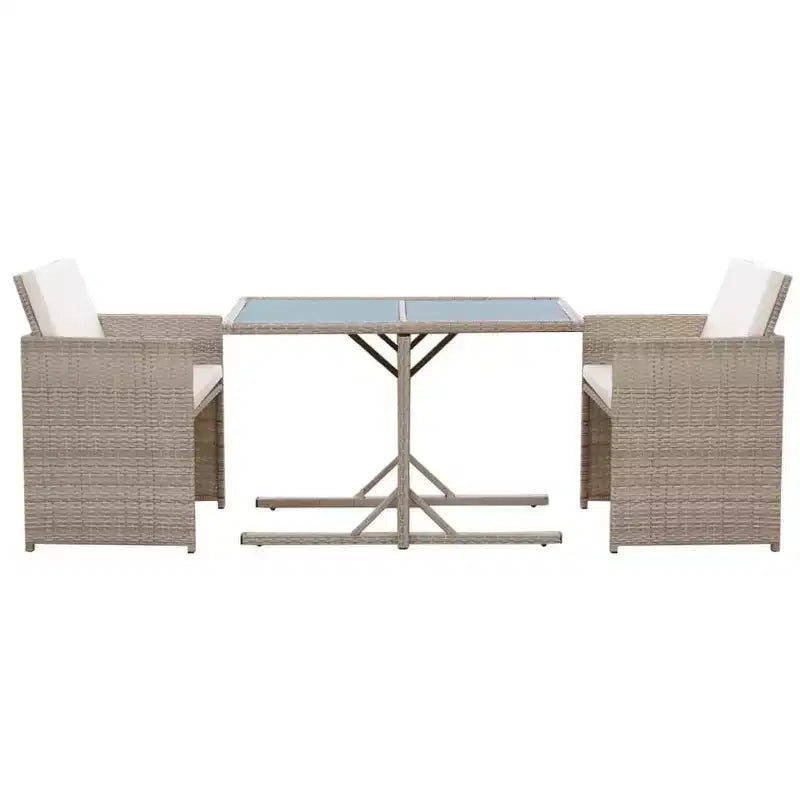 vidaXL Bistro Set Dining Table and Chairs Outdoor Furniture Poly Rattan