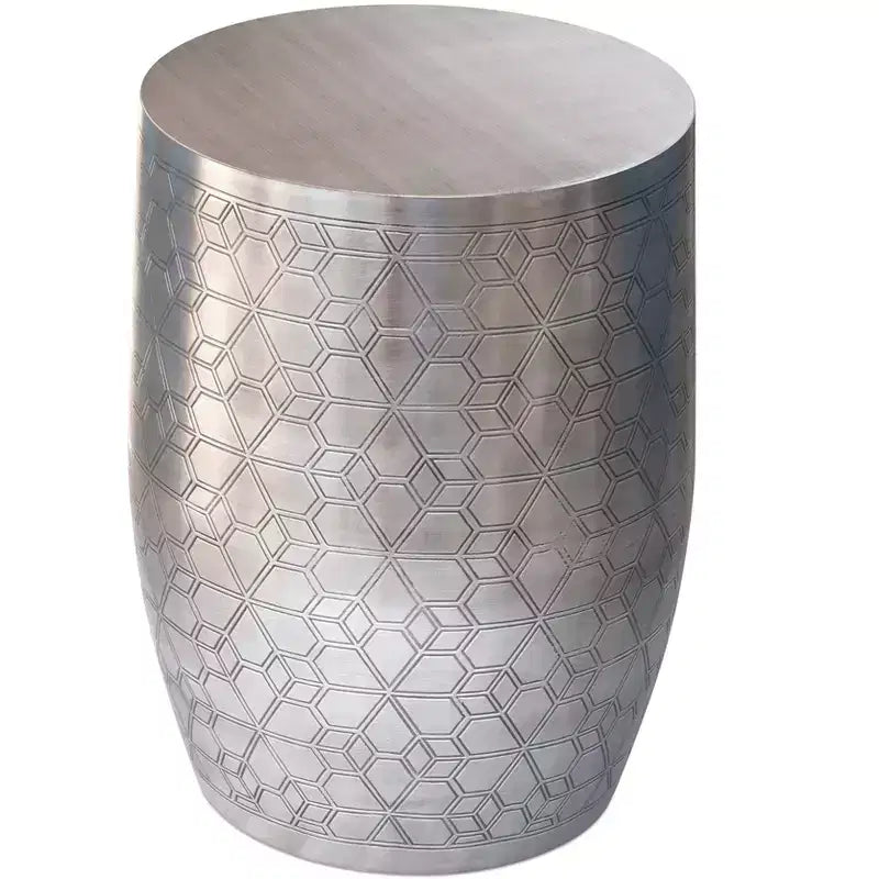 Jean 15 inch Wide Boho Geometric Pattern Metal Accent Table, Assembled