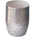 Jean 15 inch Wide Boho Geometric Pattern Metal Accent Table, Assembled
