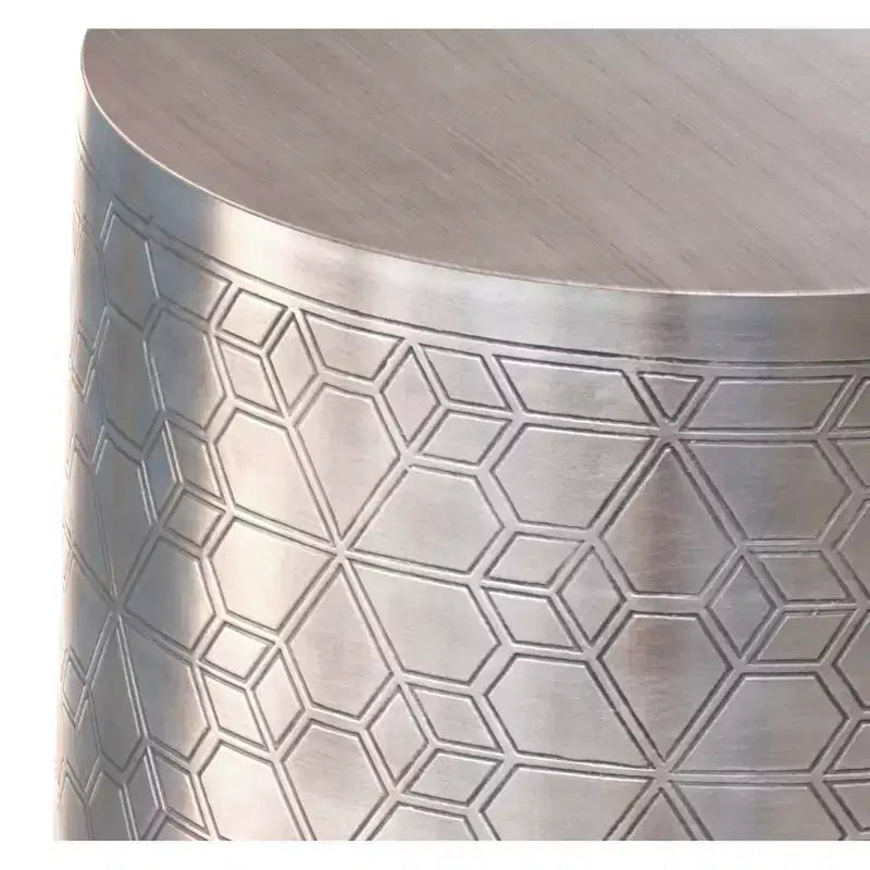 Jean 15 inch Wide Boho Geometric Pattern Metal Accent Table, Assembled