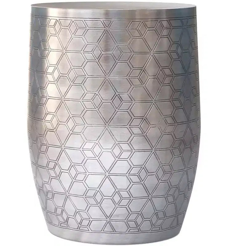 Jean 15 inch Wide Boho Geometric Pattern Metal Accent Table, Assembled