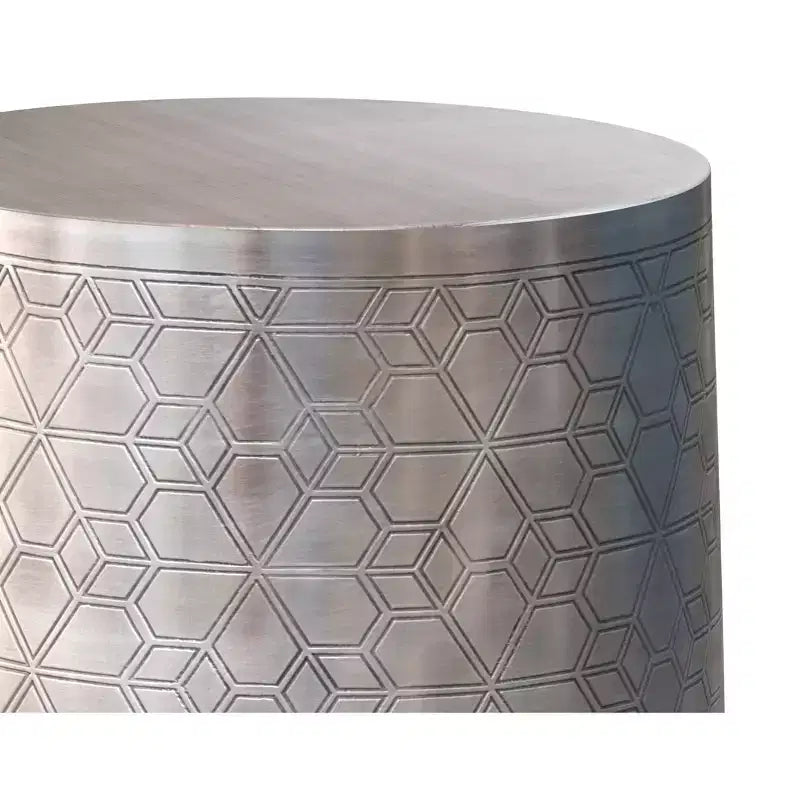 Jean 15 inch Wide Boho Geometric Pattern Metal Accent Table, Assembled