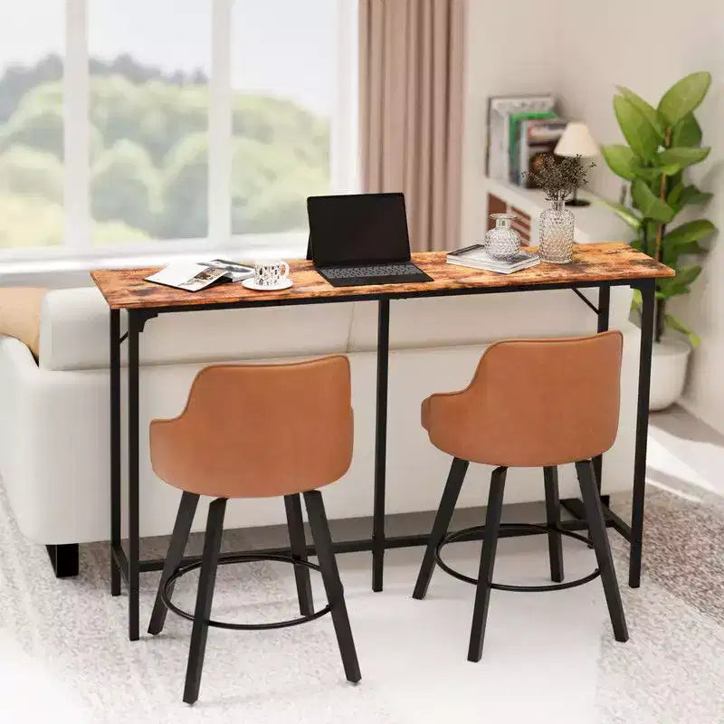 Karl Home 63'' Counter Height Bar Dining Table with Metal Frame , Pub Sofa Table for Kitchen and Living Room