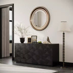 JVNOXK 59-inch Four-Door Modern Sideboard, Rectangular Storage Cabinet with Independent Anti-Tip Device, Suitable for Kitchens, Black
