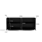 JVNOXK 59-inch Four-Door Modern Sideboard, Rectangular Storage Cabinet with Independent Anti-Tip Device, Suitable for Kitchens, Black
