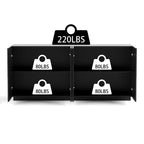 JVNOXK 59-inch Four-Door Modern Sideboard, Rectangular Storage Cabinet with Independent Anti-Tip Device, Suitable for Kitchens, Black