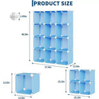 12-Cube PVC Storage Organizer, Multifunctional Cabinet with Stackable Design for Home Office, Blue