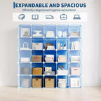 12-Cube PVC Storage Organizer, Multifunctional Cabinet with Stackable Design for Home Office, Blue
