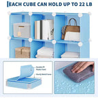 12-Cube PVC Storage Organizer, Multifunctional Cabinet with Stackable Design for Home Office, Blue