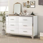 MAYEERTY High Gloss Dresser with Metal Handle Mirrored Storage Cabinet with 6 Drawers for Bedroom White