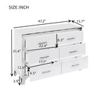 MAYEERTY High Gloss Dresser with Metal Handle Mirrored Storage Cabinet with 6 Drawers for Bedroom White