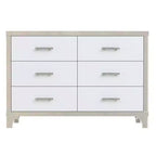 MAYEERTY High Gloss Dresser with Metal Handle Mirrored Storage Cabinet with 6 Drawers for Bedroom White