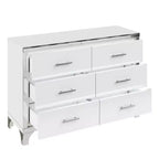 MAYEERTY High Gloss Dresser with Metal Handle Mirrored Storage Cabinet with 6 Drawers for Bedroom White