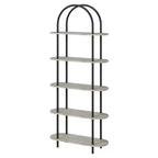 Black & Graphite Gray 71 Arched Bookshelf Set of 2 C 5-Tier Metal Frame Bookcase for Living Room/Bedroom/Office