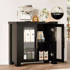 33''/59 Kitchen Buffet Cabinet with Tempered Glass Doors - Wood Sideboard Credenza for Dining Room Living Room Storage