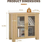 33''/59 Kitchen Buffet Cabinet with Tempered Glass Doors - Wood Sideboard Credenza for Dining Room Living Room Storage
