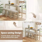 Costway 4PCS Bar Table Set w/Charging Station 3 Padded Stools for Living Room Kitchen
