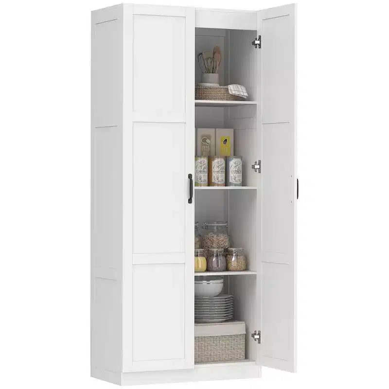 HOMCOM 71 Tall Kitchen Pantry Cabinet with Soft-Close Hinges, Farmhouse Freestanding Pantry Storage Cabinet with Adjustable Shelves