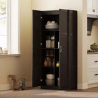 HOMCOM 71 Tall Kitchen Pantry Cabinet with Soft-Close Hinges, Farmhouse Freestanding Pantry Storage Cabinet with Adjustable Shelves