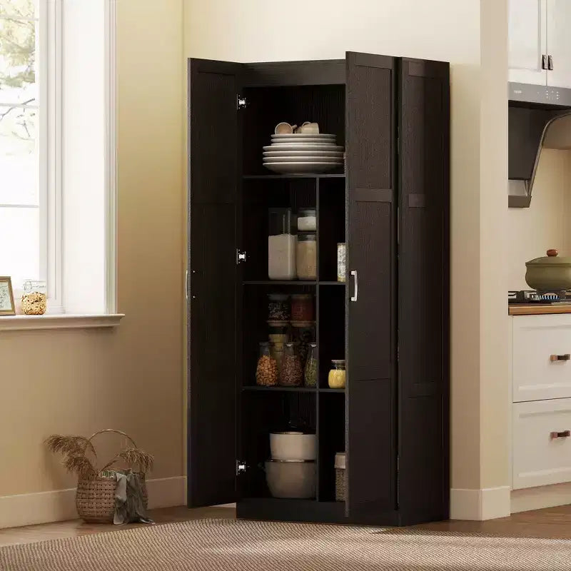 HOMCOM 71 Tall Kitchen Pantry Cabinet with Soft-Close Hinges, Farmhouse Freestanding Pantry Storage Cabinet with Adjustable Shelves