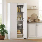 HOMCOM 71 Tall Kitchen Pantry Cabinet with Soft-Close Hinges, Farmhouse Freestanding Pantry Storage Cabinet with Adjustable Shelves