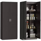 HOMCOM 71 Tall Kitchen Pantry Cabinet with Soft-Close Hinges, Farmhouse Freestanding Pantry Storage Cabinet with Adjustable Shelves